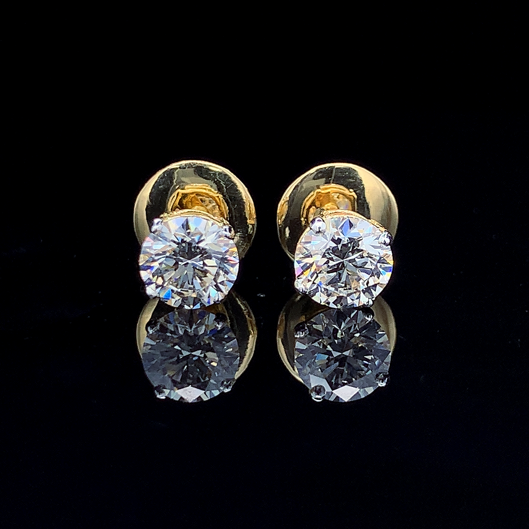 Pendientes de diamantes de laboratorio de 1 quilate cada uno (2 TCW), VVS2, color E | Regalo perfecto para ella, para él o para ellos | Lujo sostenible